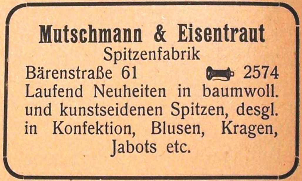 Einer von hunderten Plauener Textilfabrikanten: Annonce im Adressbuch von 1919/ 1920