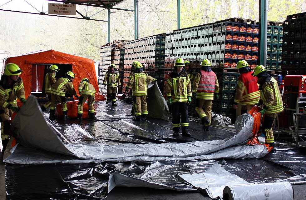 Havarie: Großeinsatz-Übung bei Plauener Brauerei