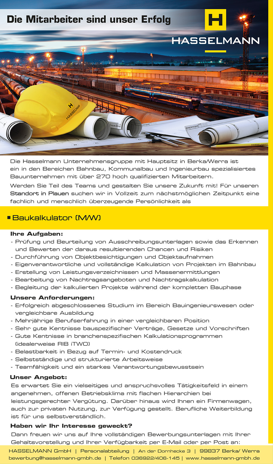 Baukalkulator m/w in Plauen gesucht