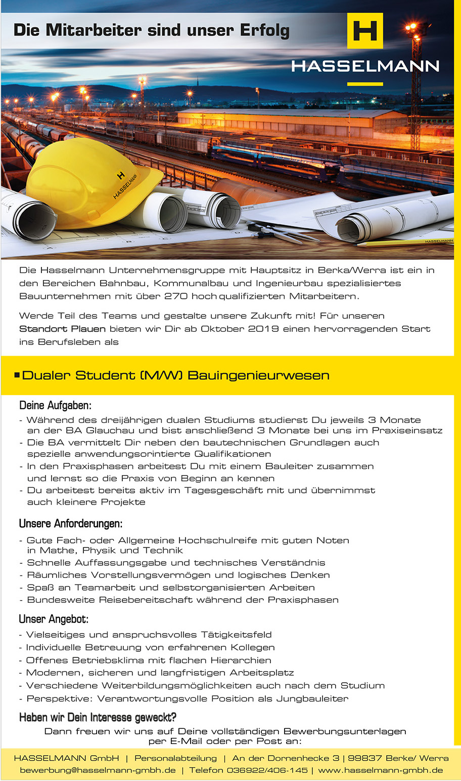 Dualer Student m/w im Bauingenieurwesen gesucht