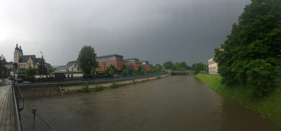 Hochwasser in Plauen. Foto: Spitzenstadt / Archiv