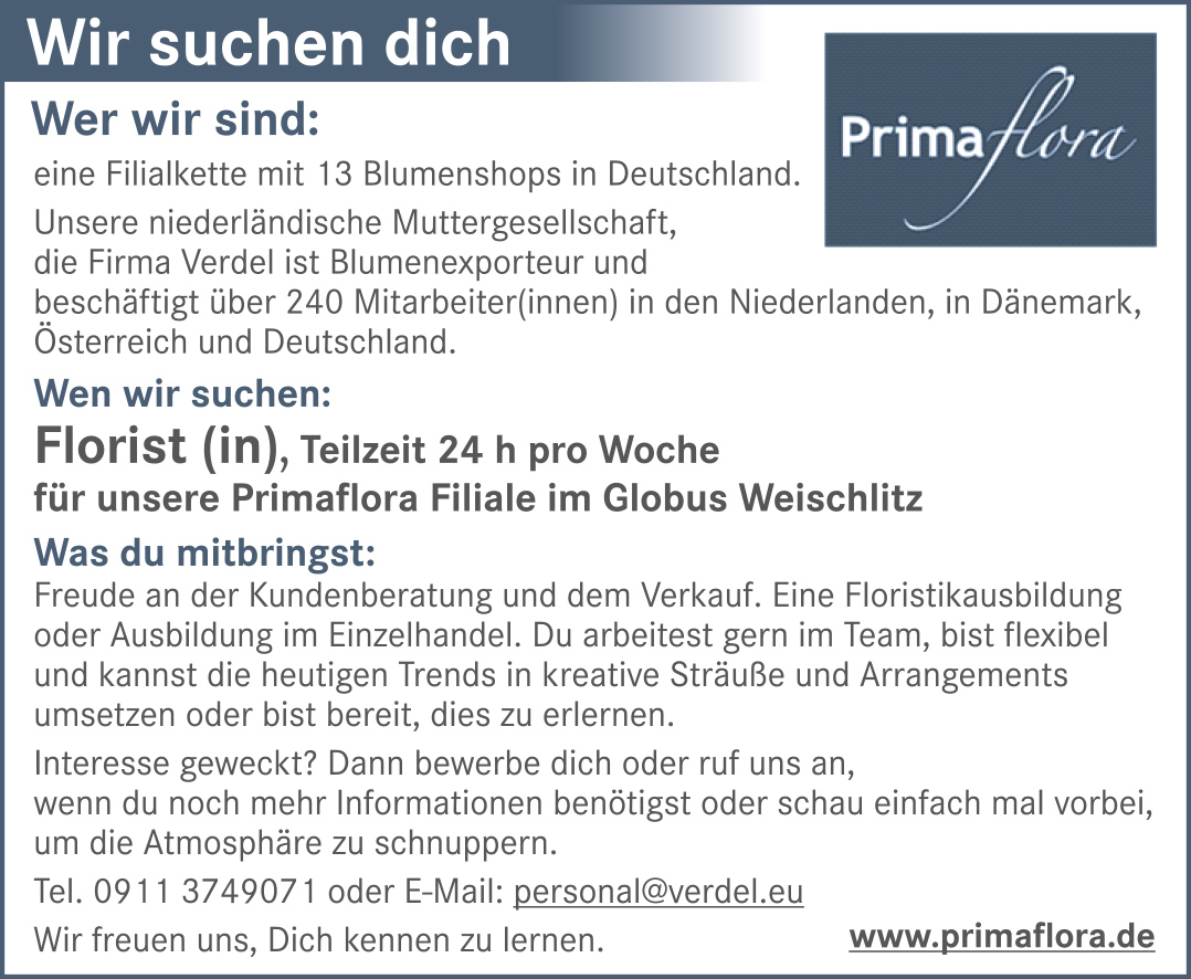 Blumenshop in Weischlitz sucht Floristen