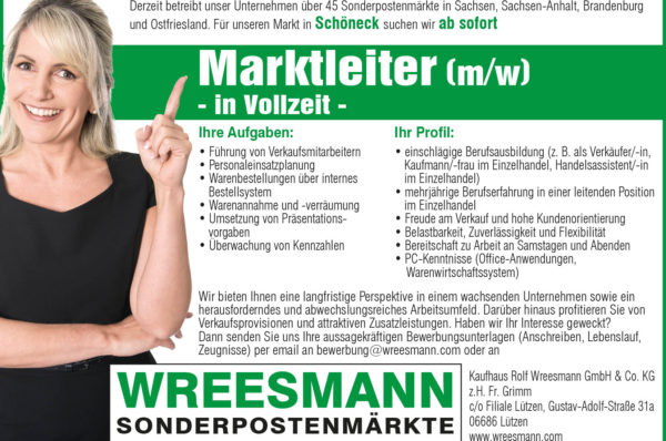 Marktleiter m/w in Schöneck gesucht