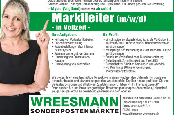 Marktleiter m/w in Mylau gesucht