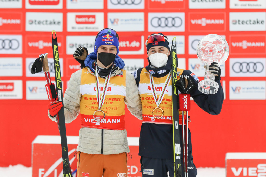 Die beiden besten Kombinierer der Saison: Jarl Magnus Riiber (rechts) und Vinzenz Geiger. Foto: VSC / Konstanze Schneider