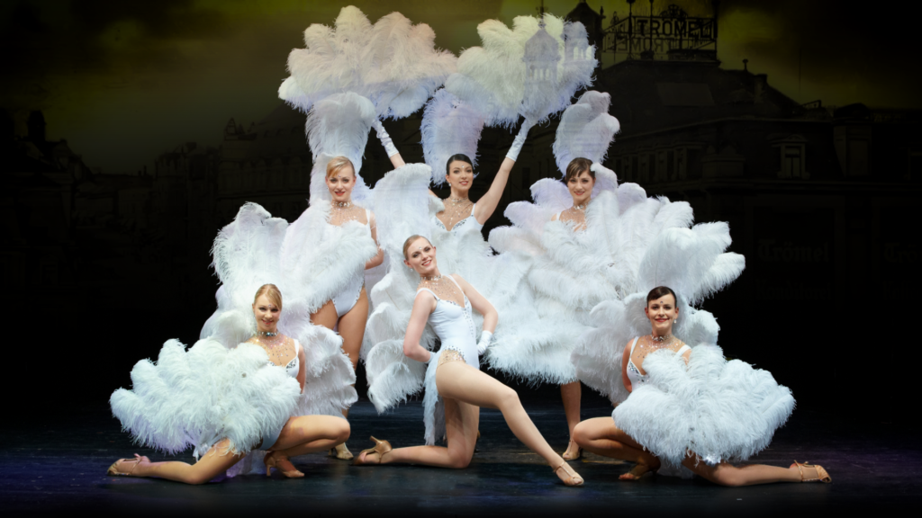 Das NOBELNIGHTS Showballett. Die Tänzerinnen in ihren eleganten  Kostümen lassen mit außergewöhnlichen Choreographien die Geschichte der Stadt Plauen Revue passieren.