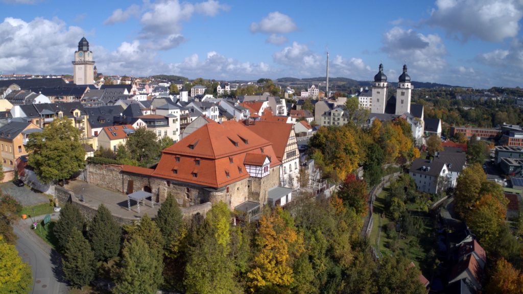 Luftaufnahme der Innenstadt von Plauen. Foto: Martin Reißmann