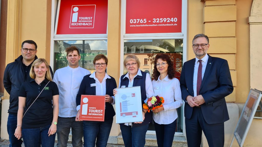 Foto I Marke RC Herr GF Dr. Kraus, Frau Schrodt, Herr Zähringer, Frau Schubert, Frau Voigt, Frau Keßler, Herr OB Kürzinger