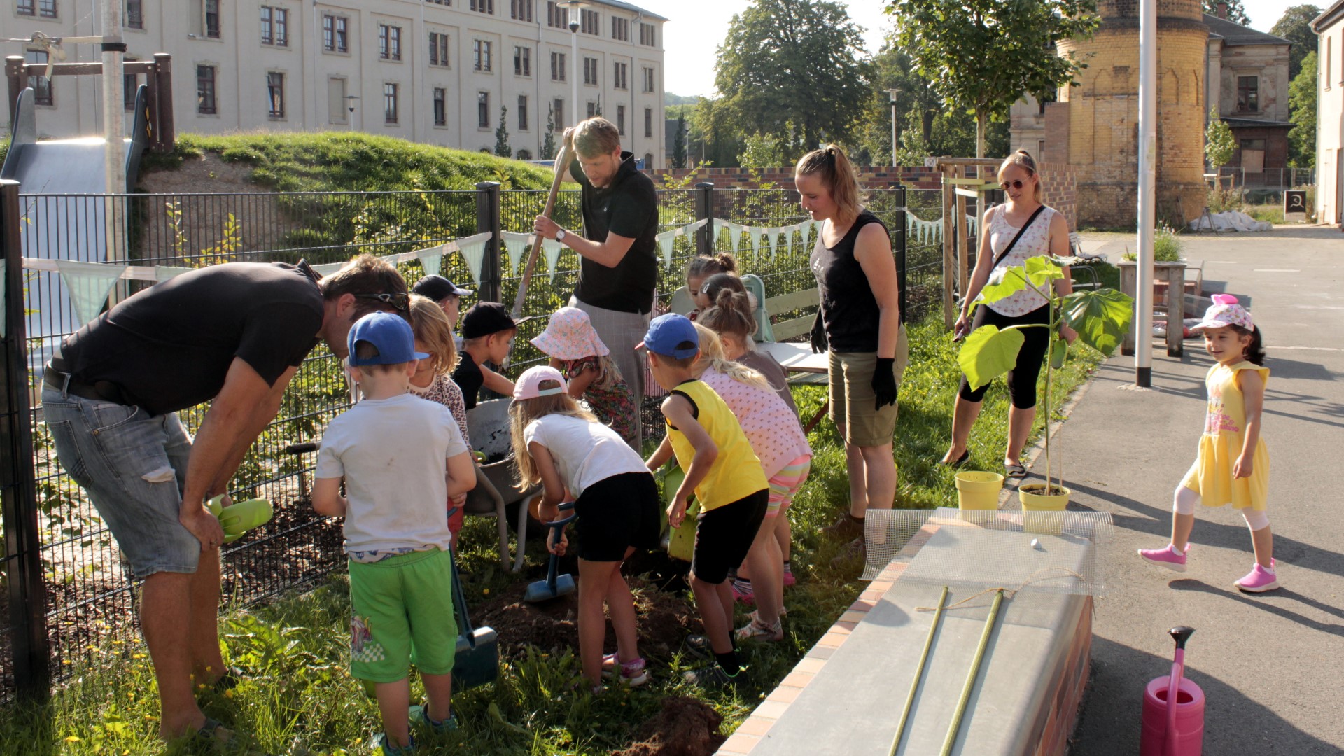 Kinder pflanzen in Plauen Klimabaum