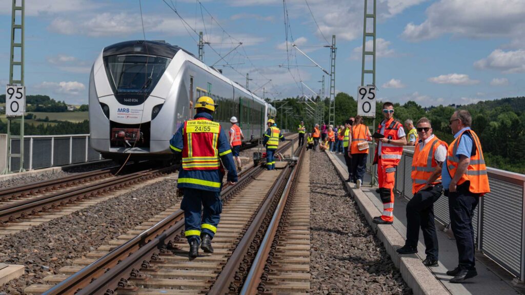 Übung an der Göltzschtalbrücke. Foto: Landratsamt Vogtlandkreis