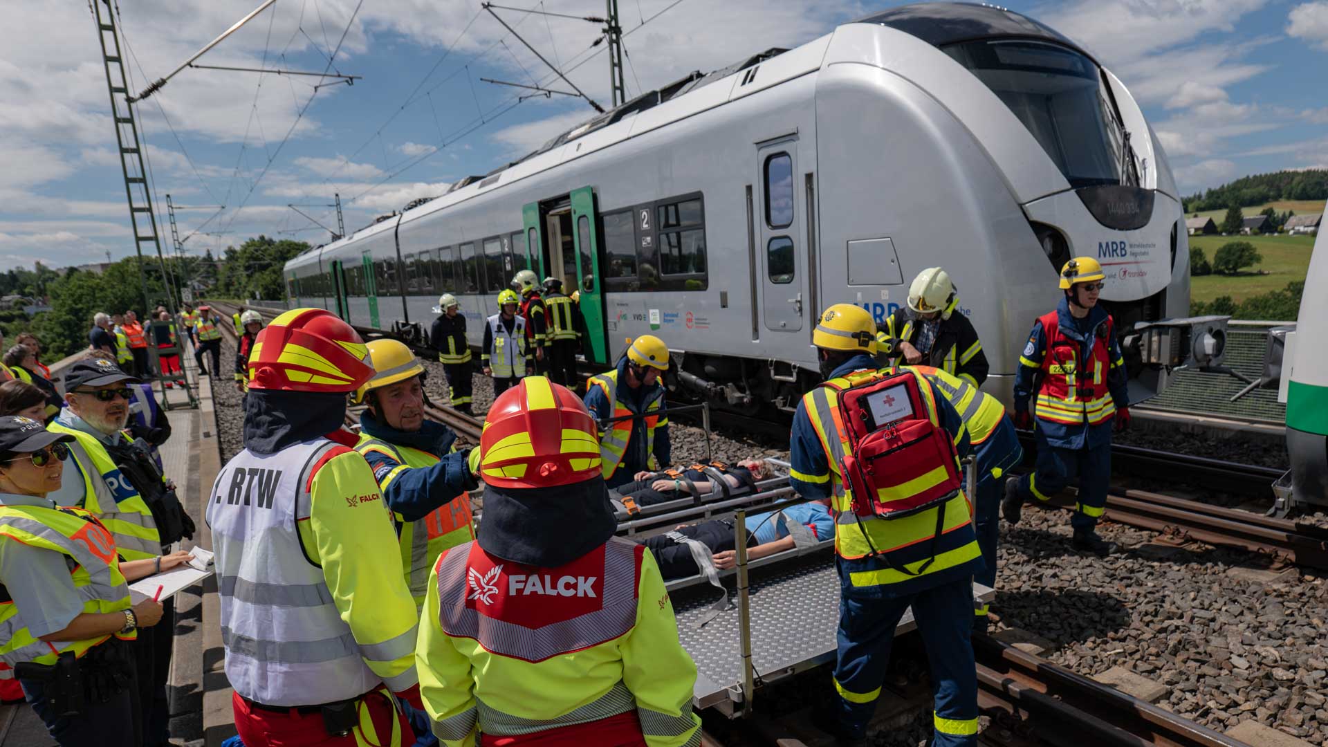 Übung an der Göltzschtalbrücke. Foto: Landratsamt Vogtlandkreis
