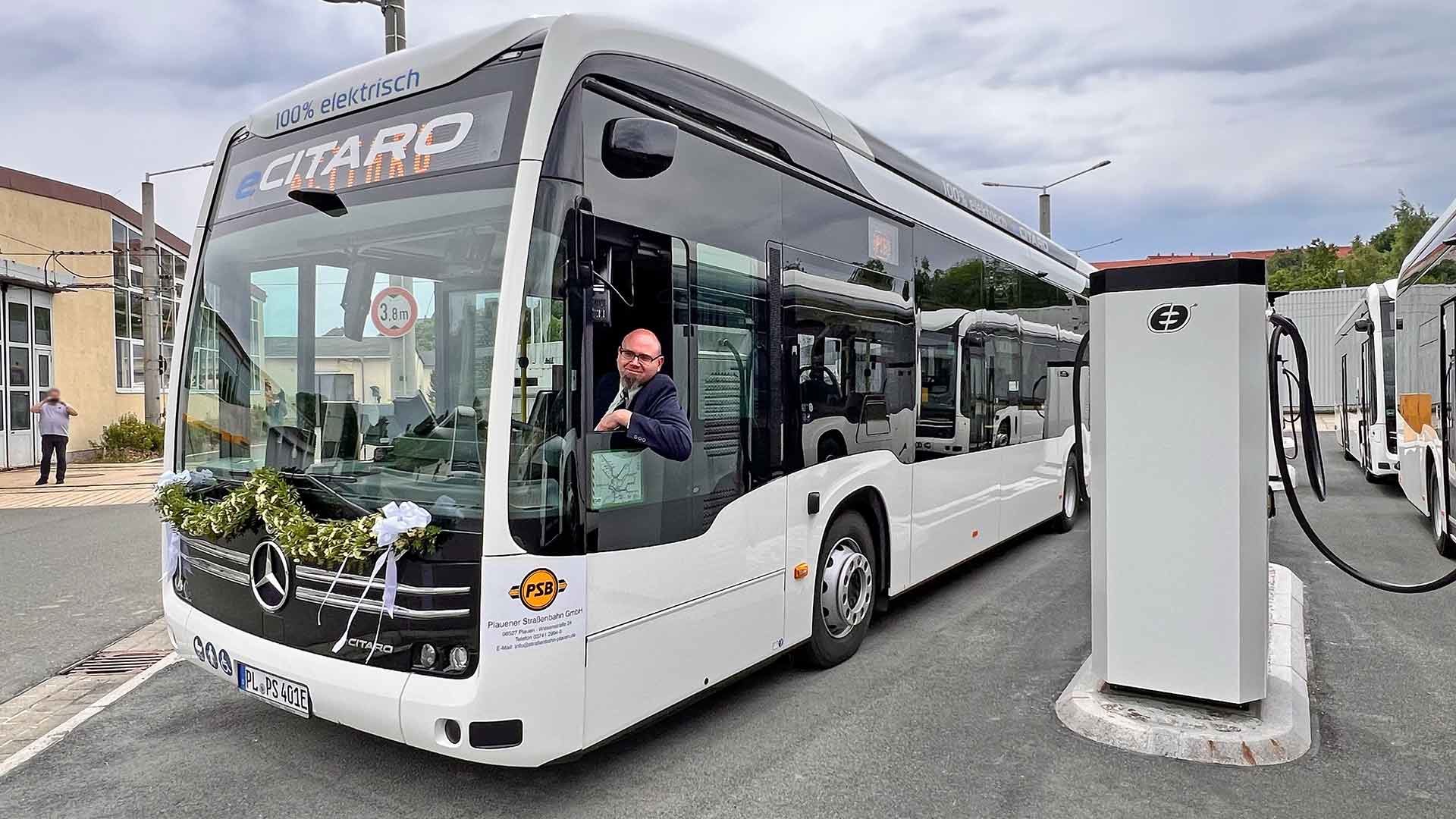 Plauen fährt elektrisch – Neue E-Busse auf den Straßen. Foto: S. Höfer