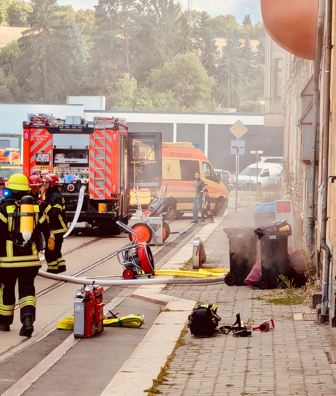 Schwerer Kellerbrand am Unteren Bahnhof in Plauen. Foto: Stadt Plauen