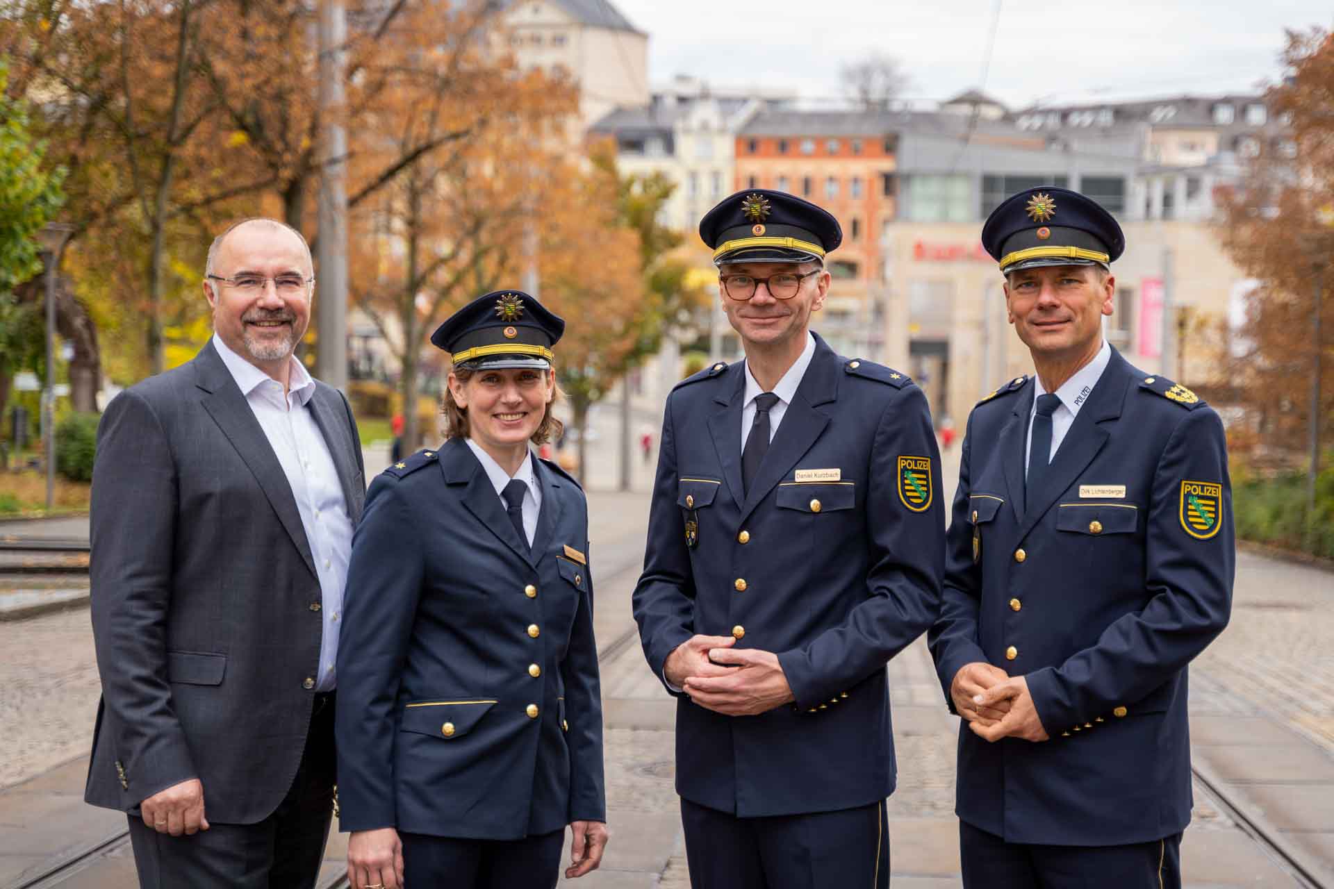 Oberbürgermeister Steffen Zenner, Dorothee Lotterhos, Daniel Kurzbach sowie Dirk Lichtenberger. Foto: Stadt Plauen