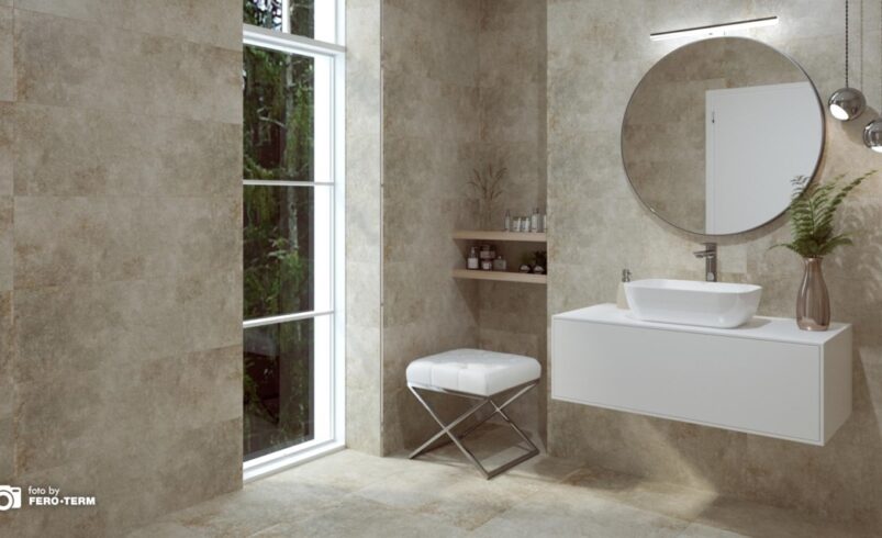 Zeitloses Design der Fliesen im Badezimmer. Foto: Fero-Term