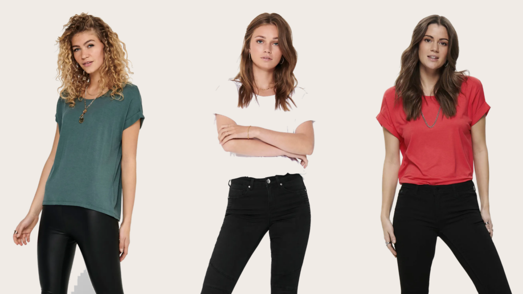 Vielseitig kombinierbar - das Basic Shirt. Fotomontage: only-store.de