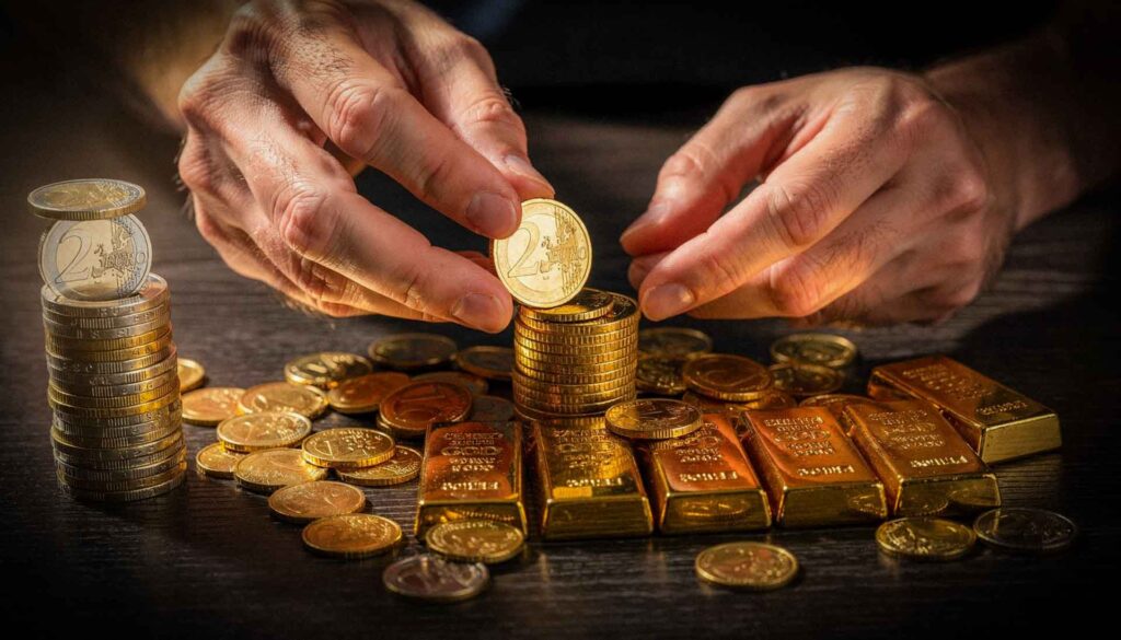 Vogtländer verliert Goldmünzen an Betrüger. Foto: Spitzenstadt/KI