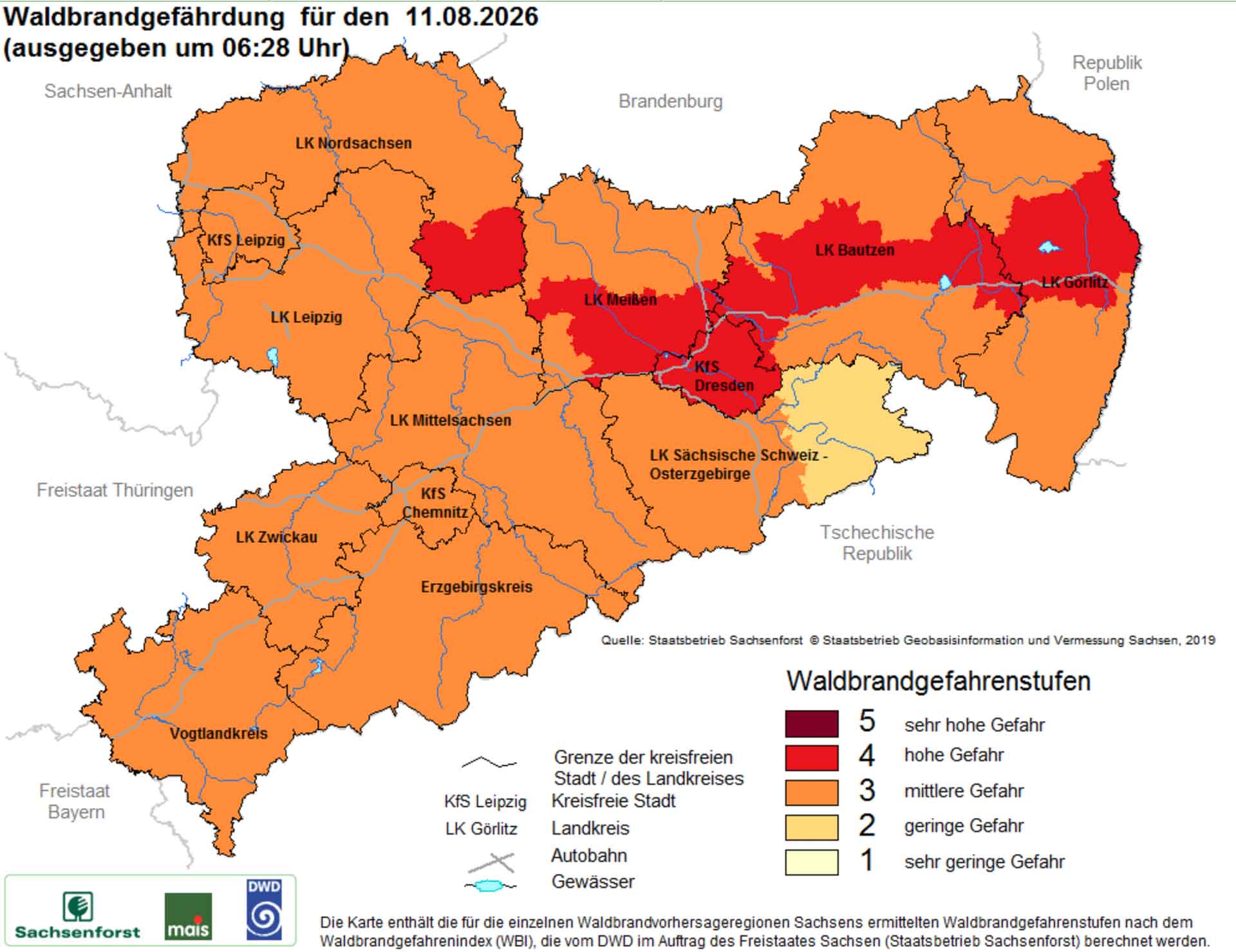 Waldbrandgefahr im Vogtland steigt auf Stufe 4